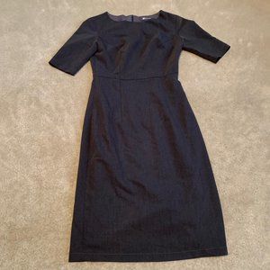 BIBI SILK Quality Tailor Dark Gray Structured Sheath Dress